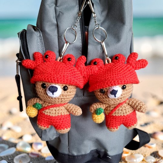 Bear Crab Bag Charm, Crochet Keychain Pattern, Mini Pocket Pet