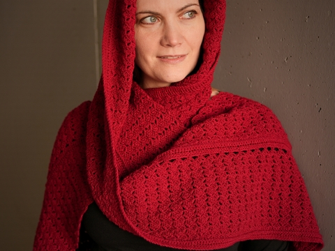 Crochet Pattern – Hooded Scarf “Red Riding Hood”, Easily Adaptable