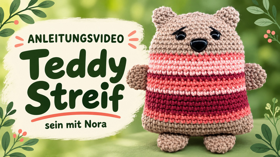 Teddy Streif – Häkelanleitung für einen Bären im Streifenpullover
