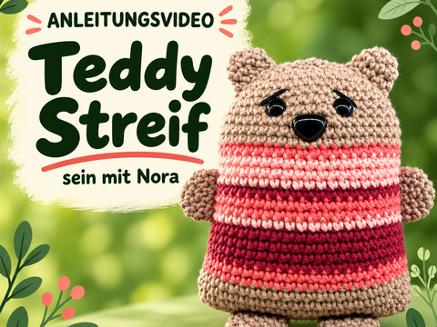 Teddy Streif – Häkelanleitung für einen Bären im Streifenpullover