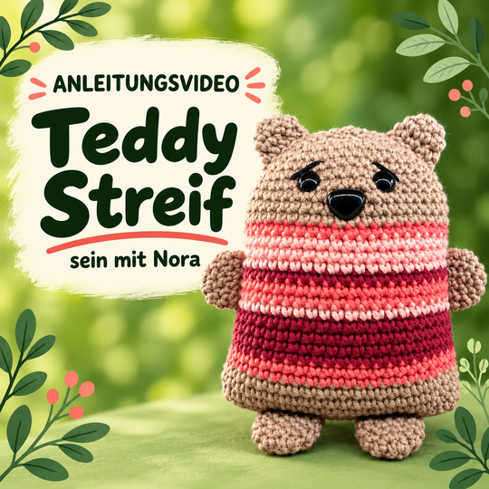 Teddy Streif – Häkelanleitung für einen Bären im Streifenpullover