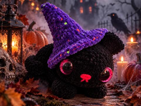 Hexen Katze Häkelanleitung | Süßes Amigurumi Katze| Halloween Deko