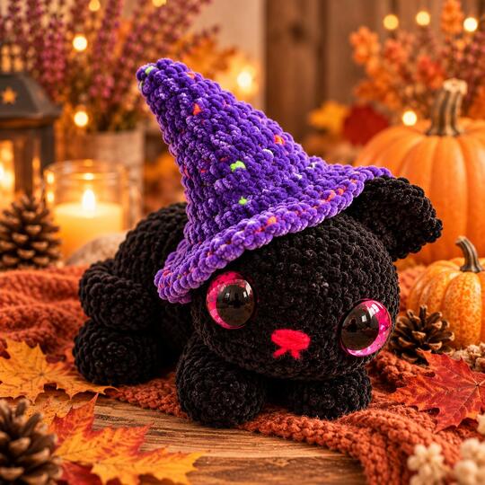 Hexen Katze Häkelanleitung | Süßes Amigurumi Katze| Halloween Deko