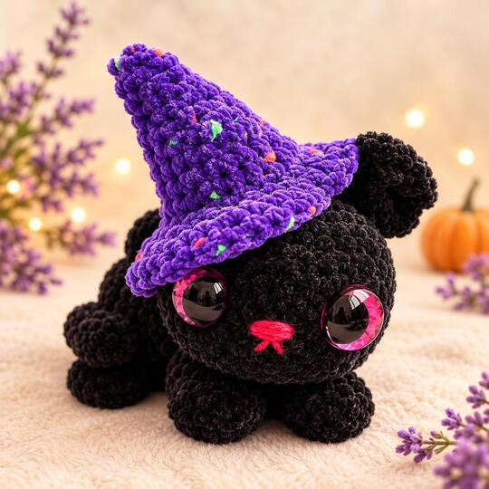 Halloween Häkelanleitung Set – 4 Amigurumi Katze, Gespenst, Spinne, Kürbis