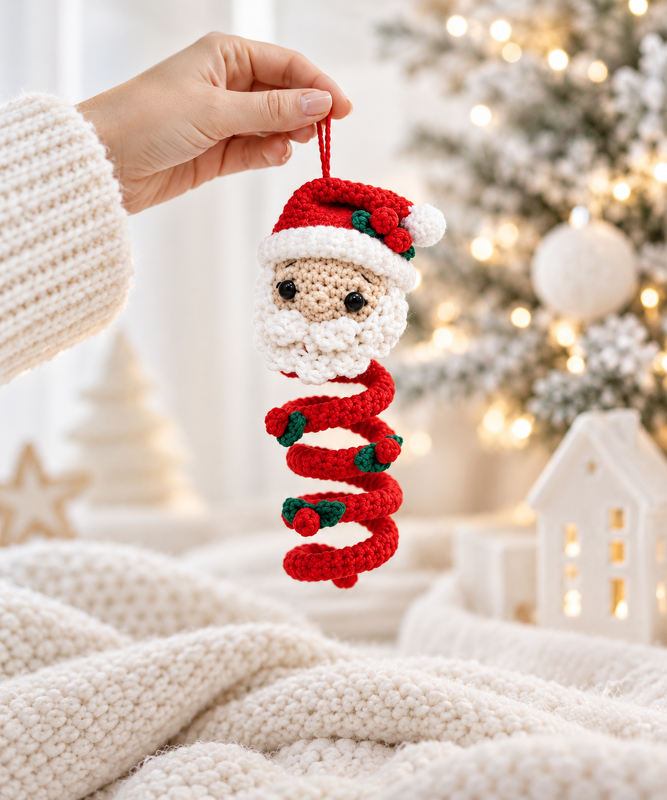Häkelanleitung Spiral-Weihnachtsmann, Baumschmuck - Bild 2
