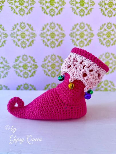 Häkelanleitung Elfenschuh , Weihnachtsstrumpf häkeln , Nikolausstrumpf