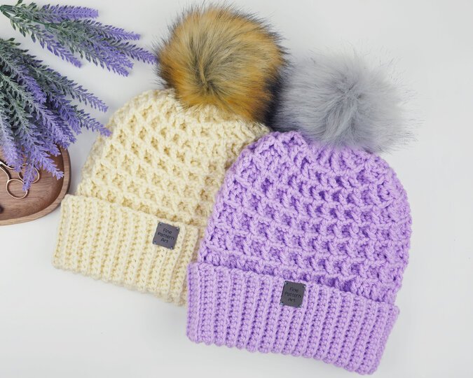 Häkelanleitung Mütze & fingerlose Handschuhe im Waffelmuster als Set