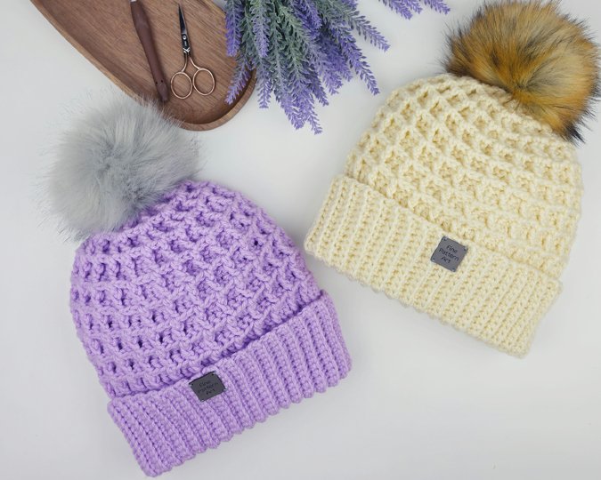 Häkelanleitung Mütze & fingerlose Handschuhe im Waffelmuster als Set
