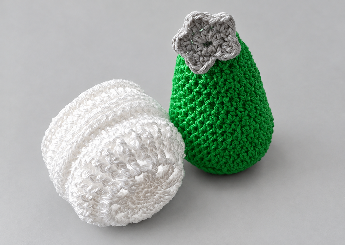 Häkelanleitung Teelichthalter Schneeball und Baum, Weihnachtsdeko 2 tlg.