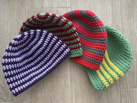 Häkelanleitung Myboshi Mütze mit 4 verschiedene Designs auch für Anfänger