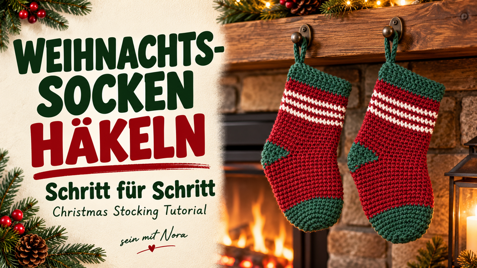 Weihnachtssocke häkeln – PDF-Anleitung mit Fotos und Video