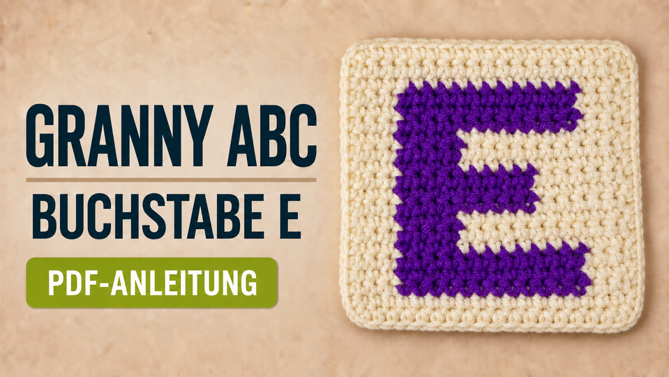 Granny ABC – Buchstabe E häkeln – Anleitung mit Maschendiagramm