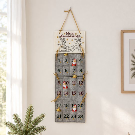Stickdatei ITH 13x18cm Adventskalender Rentierschlitten mit Kärtchen