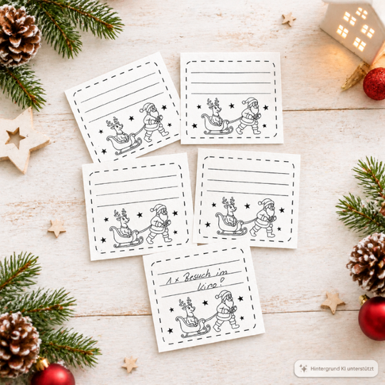 Stickdatei ITH 13x18cm Adventskalender Rentierschlitten mit Kärtchen