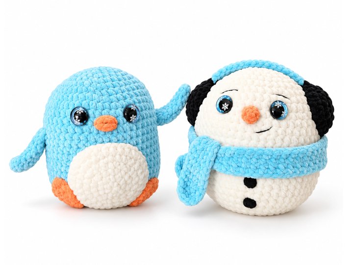 Die Kullertiere - Winter-Bundle - Schneemann & Pinguin Häkelanleitung