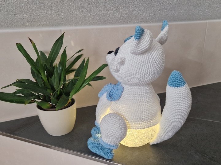 Winterlampe Polarfuchs Moonlight, Häkelanleitung