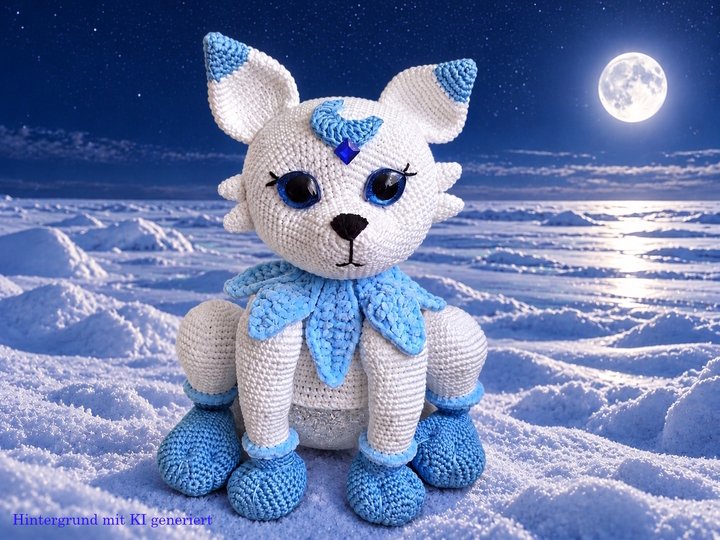 Winterlampe Polarfuchs Moonlight, Häkelanleitung