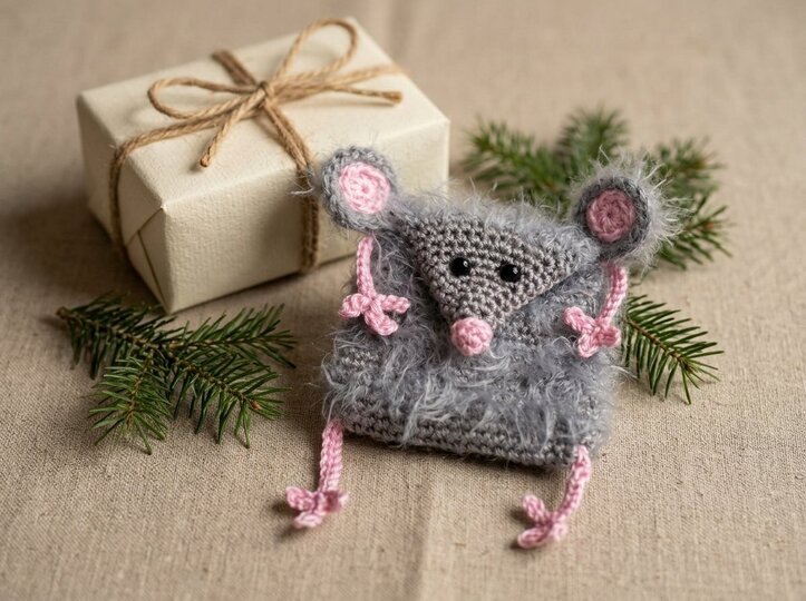 Häkelanleitung flauschiges Mäuse-Täschchen