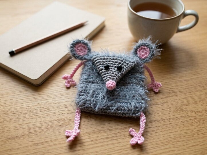 Häkelanleitung flauschiges Mäuse-Täschchen
