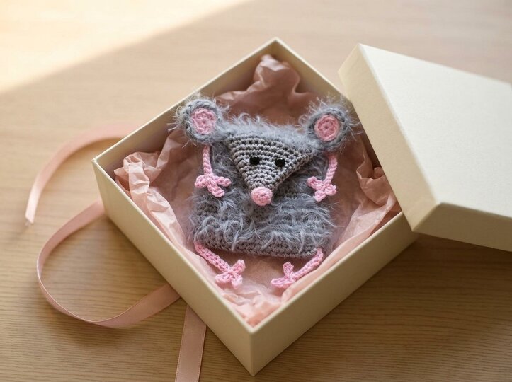 Häkelanleitung flauschiges Mäuse-Täschchen