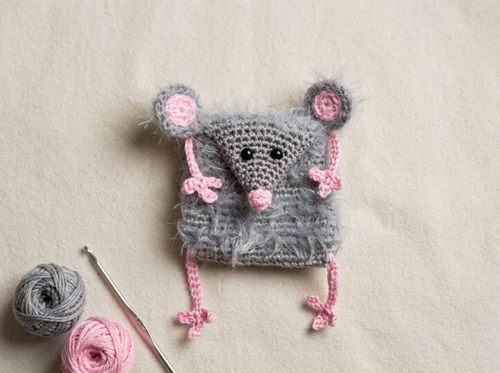 Häkelanleitung flauschiges Mäuse-Täschchen