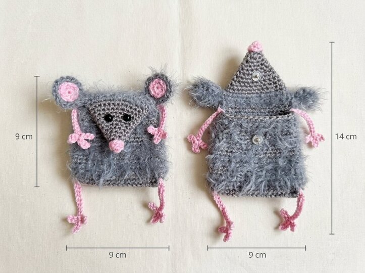 Häkelanleitung flauschiges Mäuse-Täschchen