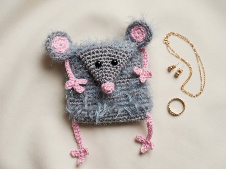 Häkelanleitung flauschiges Mäuse-Täschchen