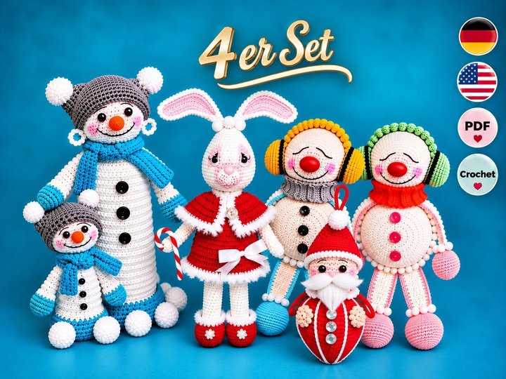 Crochet Pattern Winter Friends – 4 Pattern Bundle PDF