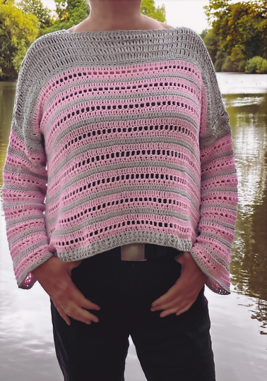 Rosa-und-Grau-Harmonie als Pulli -Häkelanleitung
