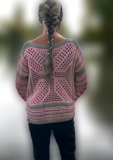 Rosa-und-Grau-Harmonie als Pulli -Häkelanleitung