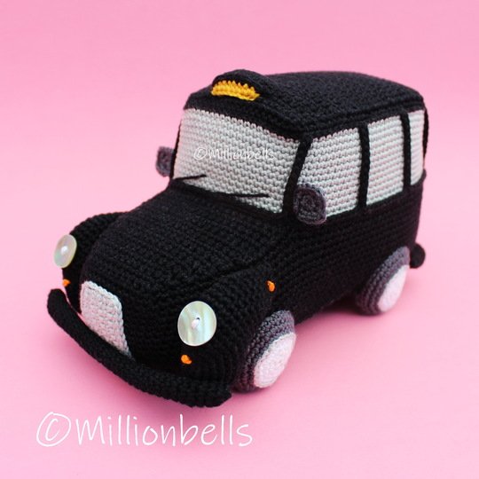 Amigurumi London Taxi Crochet Pattern Classic Black Cab Toy Car