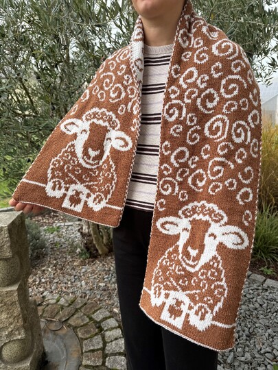 Schaf-Schal Doubleface gestrickt
