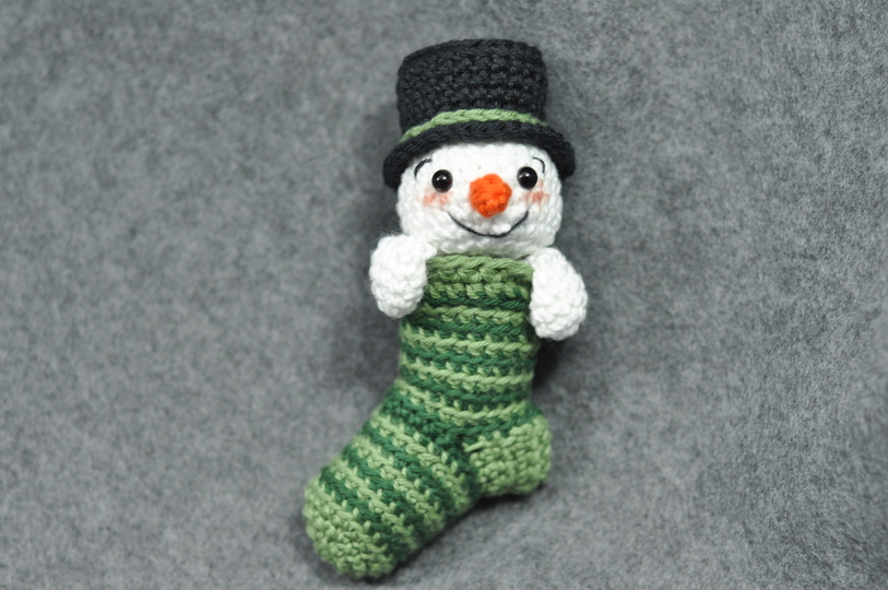 Crochet Pattern – Tiny Christmas Stocking with Snowman & Bear