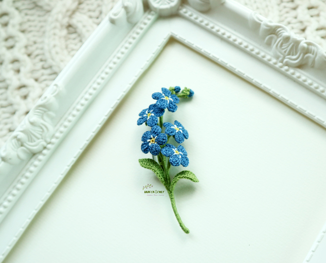Crochet Forget Me Not Brooch Pattern