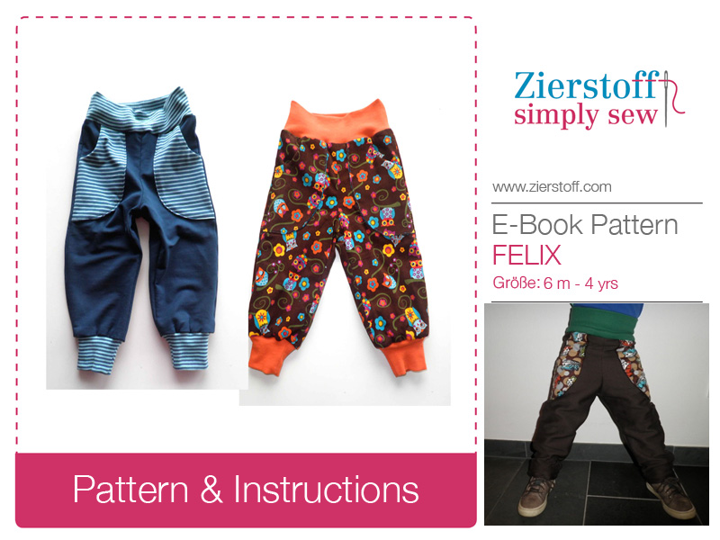 Felixs reversible baggy trousers pattern unisex, sizes 62-104 (6