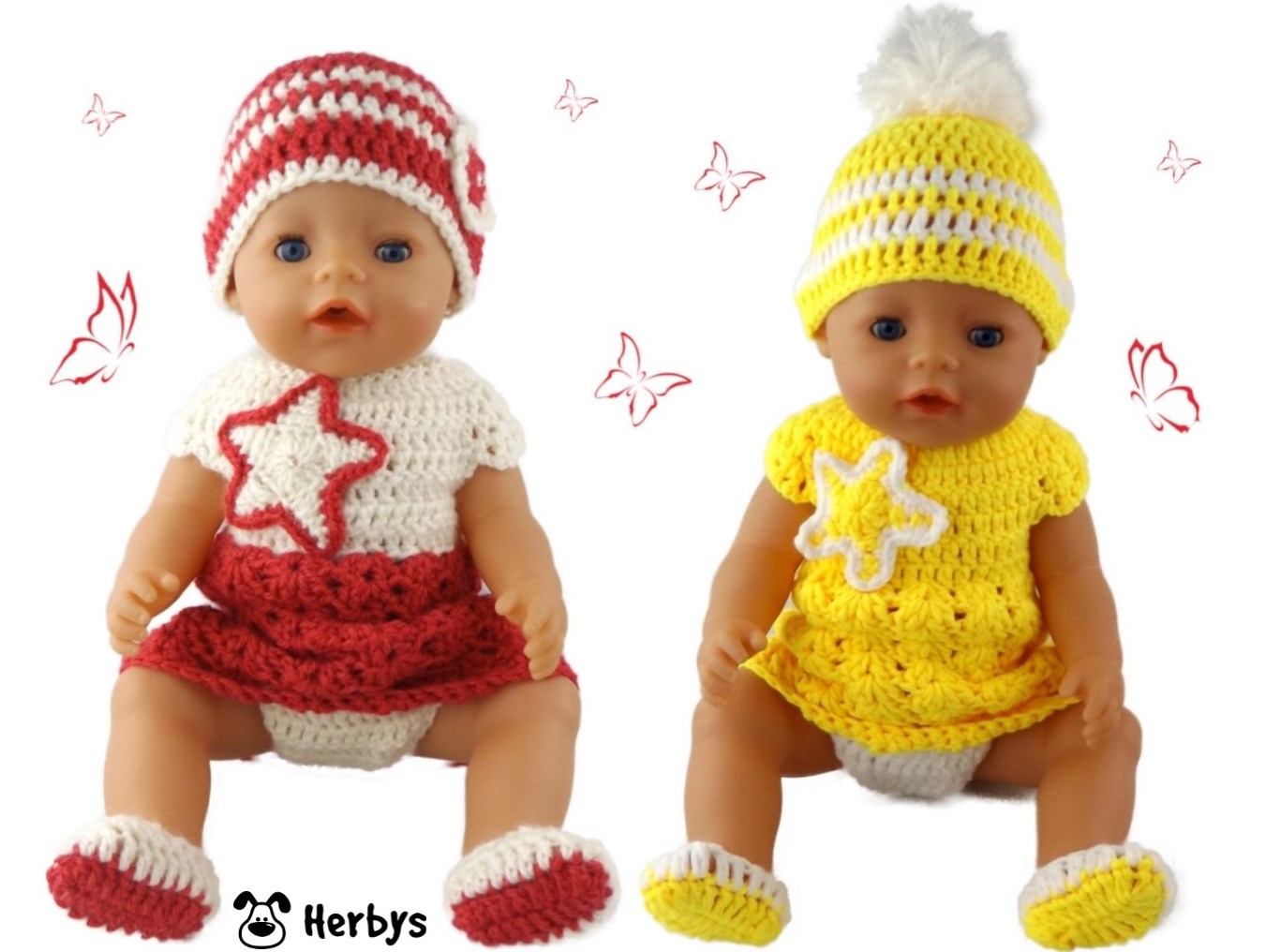 Für Baby Born Puppe 43 cm Kleidung Puppenkleidung 4 teilig Tunika Kleid 