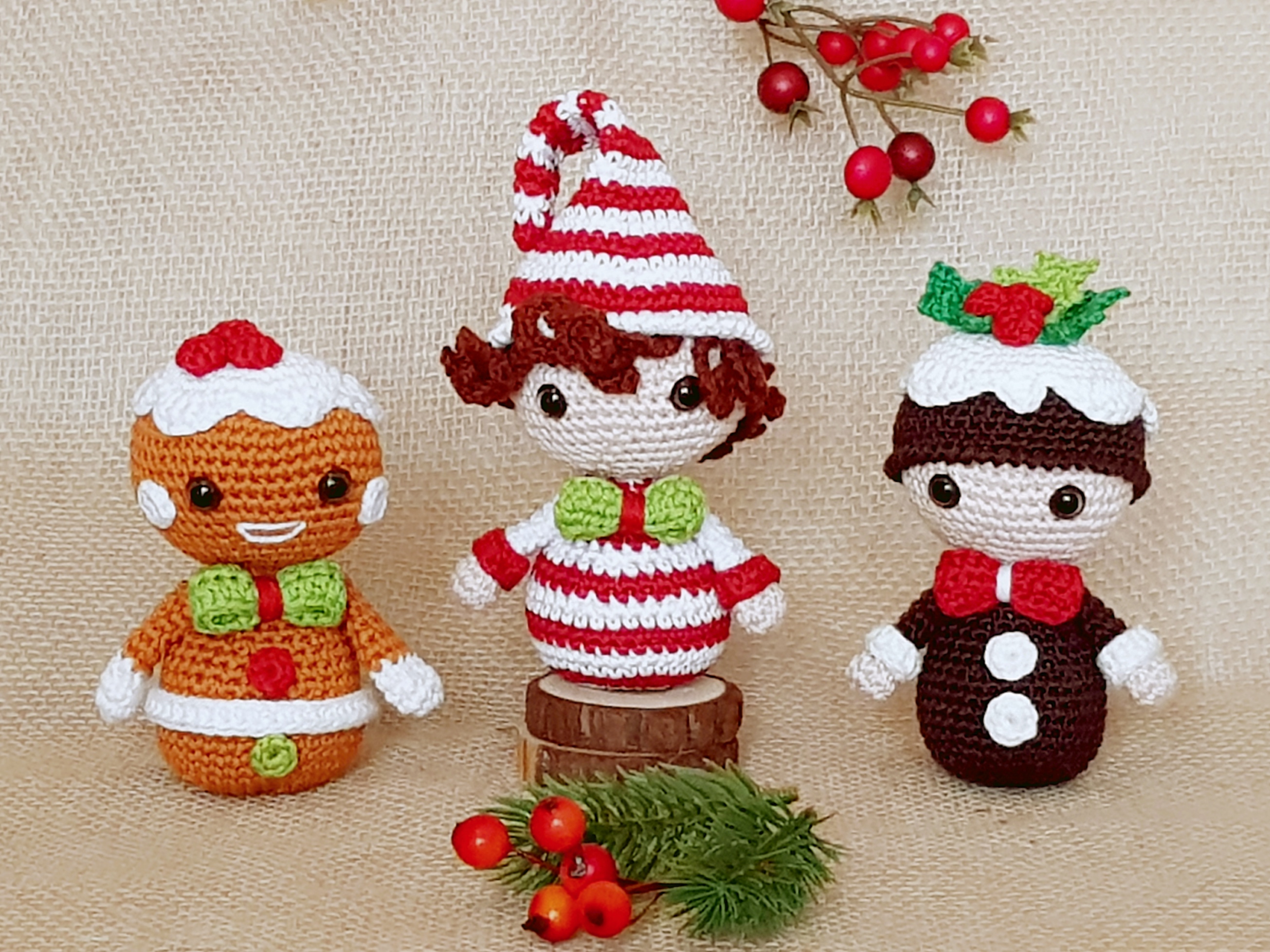 Set of 6 Green Crocheted Candy Cane Holders Christmas.