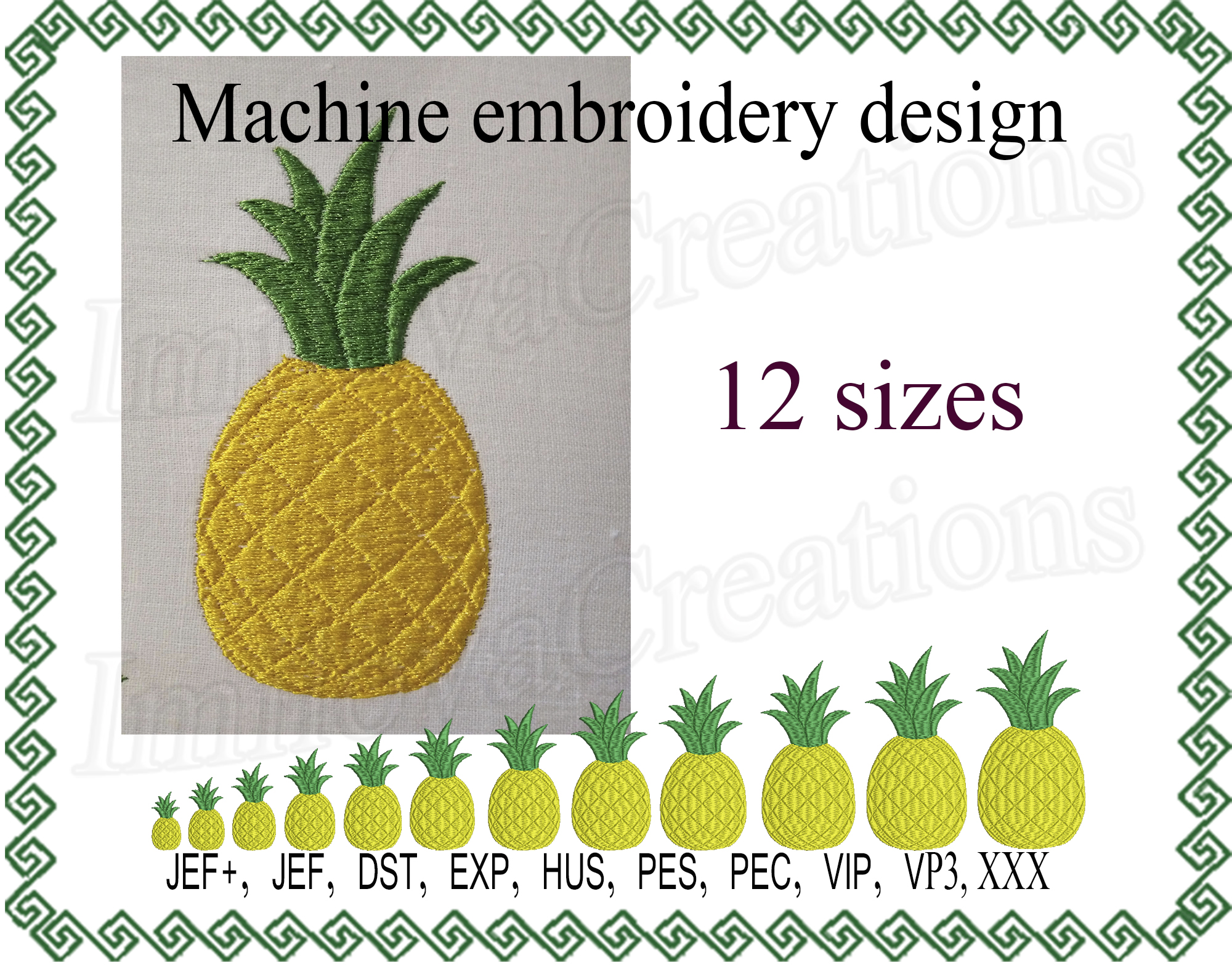 Design for embroidery machine Outline Pineapple Instant Download digital file stitch sign icon symbol pattern fruit tropical fresh 827e