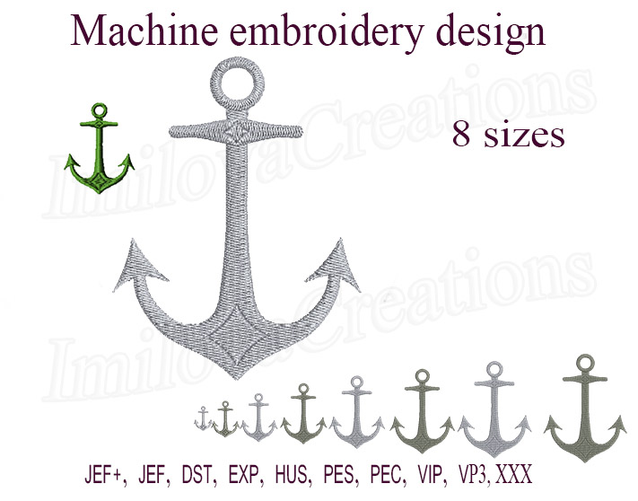 Anchor Wine Glass Embroidery Design Instant Download