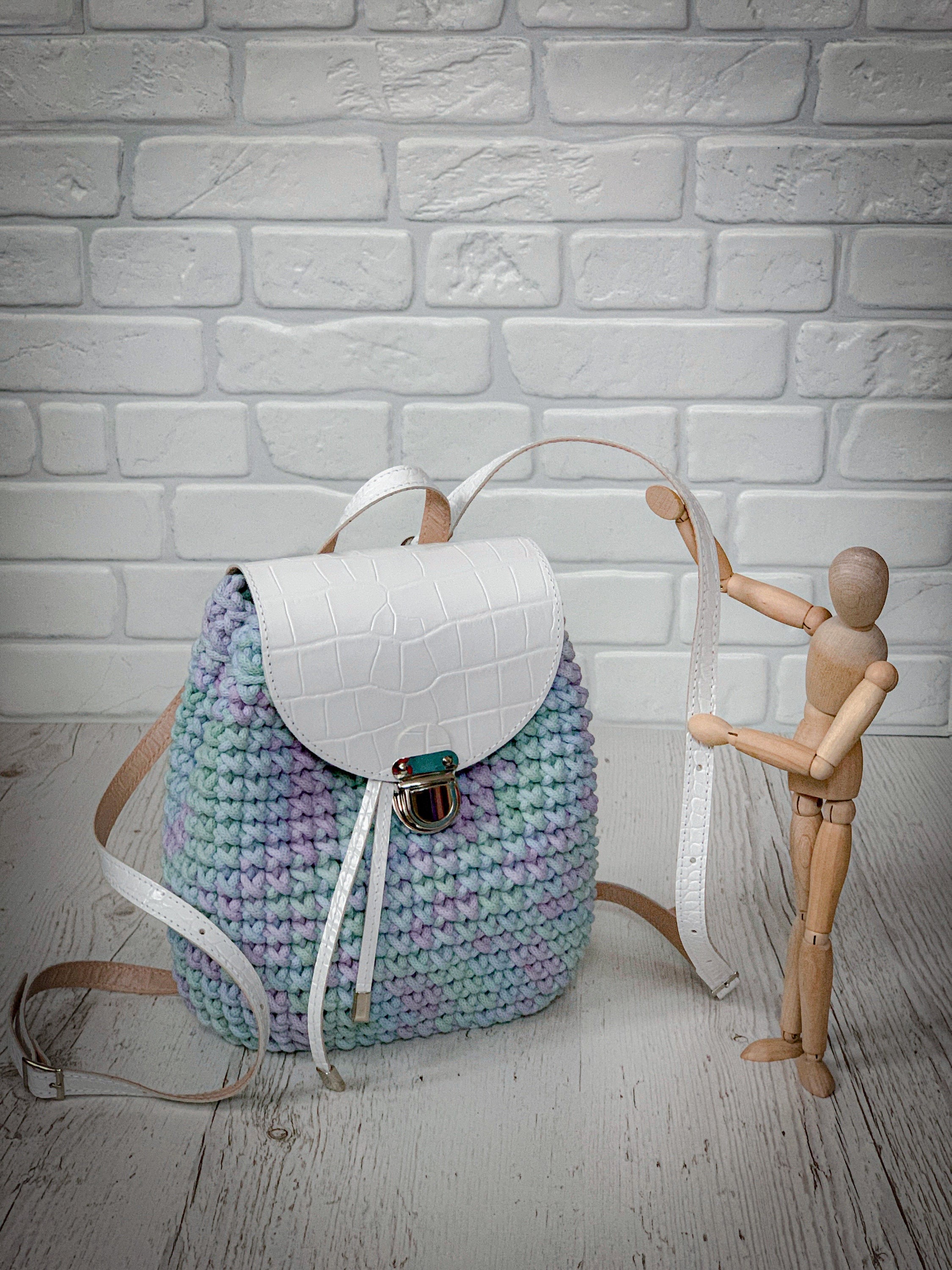 Crochet Mini Backpack With Chain.women's Bag With Backpack 