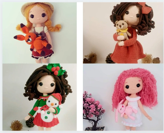 4 patterns in 1 Crochet doll pattern amigurumi doll patterns PDF English