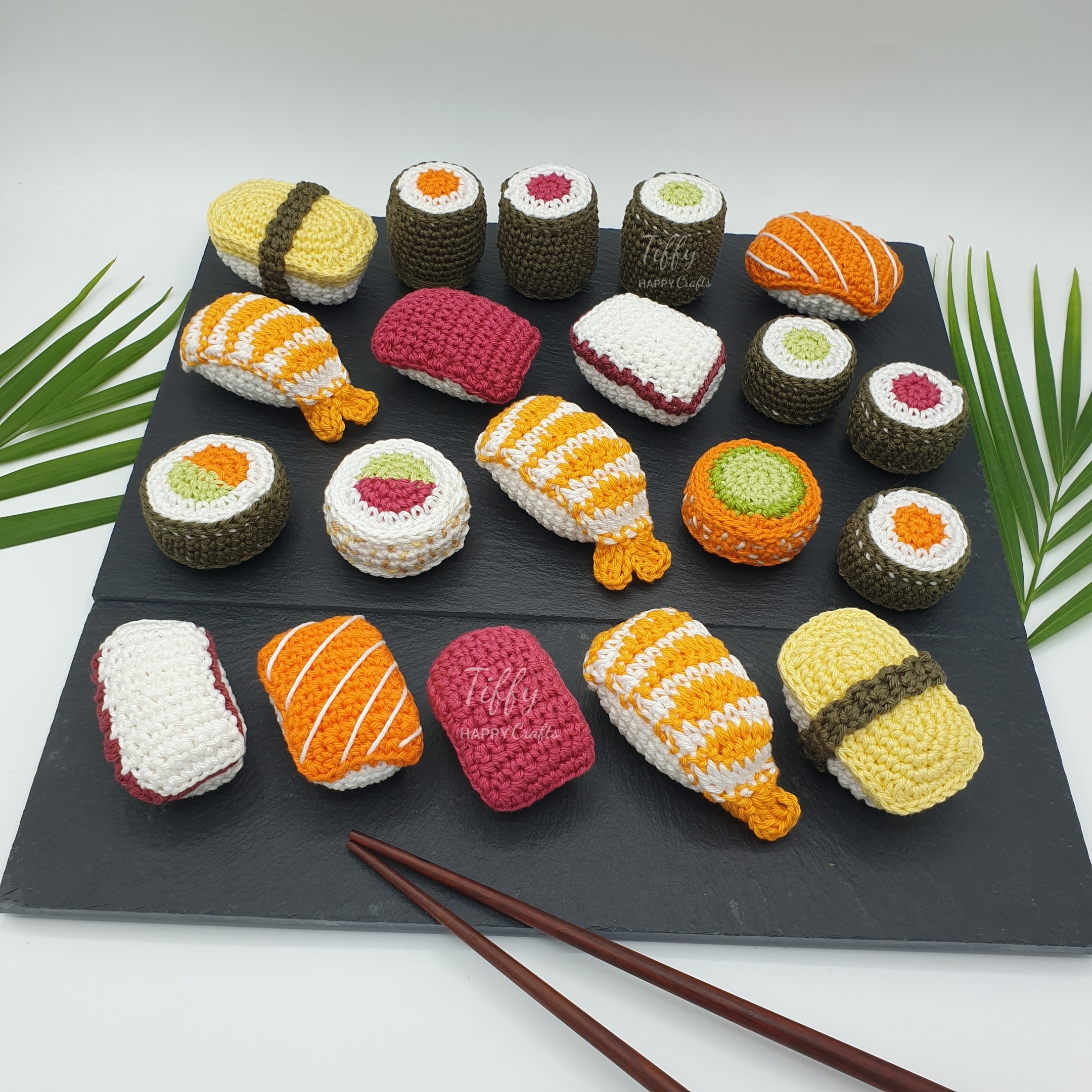 Kleines Sushi Set Häkelanleitung für Kinderküche & Kaufladen
