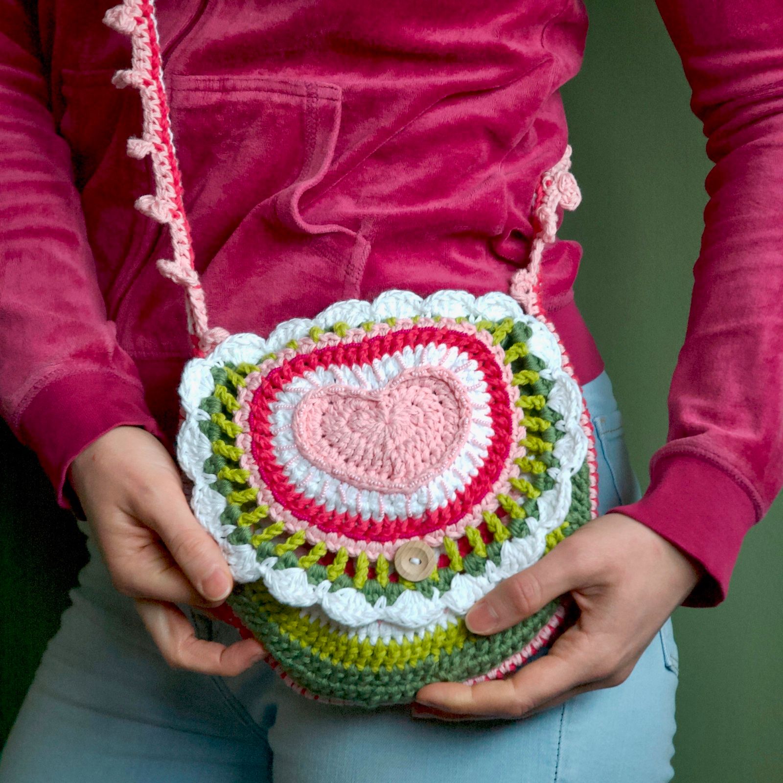 Heart Handbag Granny Cottage Style PDF Crochet Pattern