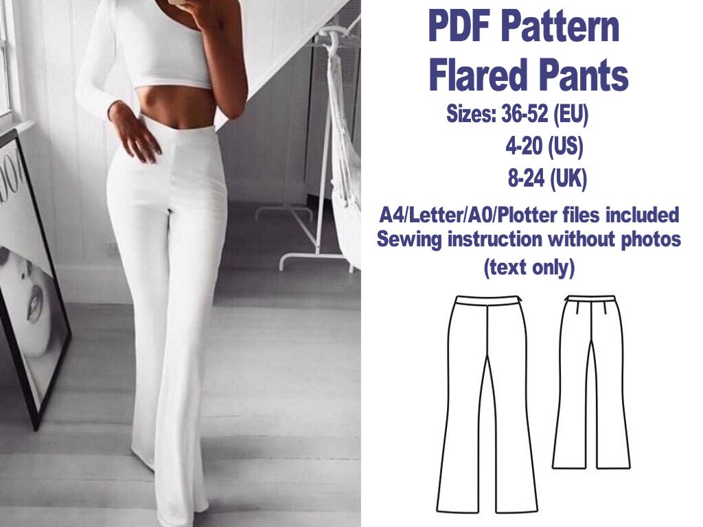 Flared Pants Pattern Women Pants Pattern Trousers Patterns PDF