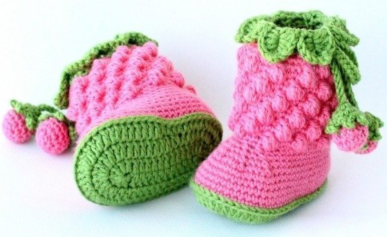 warm baby boots "Raspberry", en/de (size 0- 12 m.)