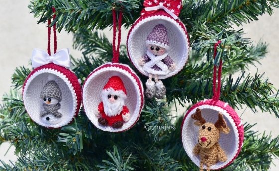 Haakpatroon - Leuke kerstballen - met 4 figuren - Kerstboomballen, boomversieringen