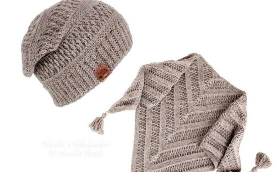 2 PDFs-set : Beanie & shawl "As knitted", size adaptable