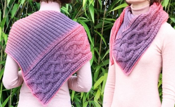 Shoulder & neck scarf  "Premiere" (with side cable pattern)