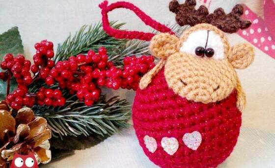 261 Crochet Pattern - Moos or Reindeer on a bauble - Amigurumi PDF file by Knittoy CP