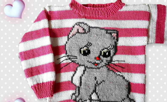 Knitting Tutorial Pullover Cat in 2Sizes